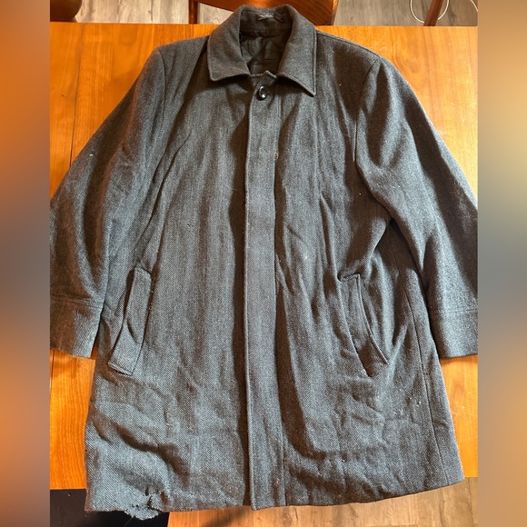 Nautical Herringbone Grey Wool Coat - Picture 2 of 6